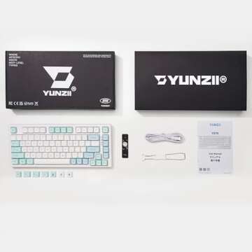 YUNZII YZ75 75% Hot Swappable Wireless Gaming Mechanical Keyboard, RGB Backlights, BT5.0/2.4G/USB-C, Dye Sub PBT Keycaps for Linux/Win/Mac(Gateron G Pro Yellow, Mint)