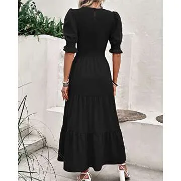 BTFBM Casual Maxi Dress for Summer 2025 with Ruffles