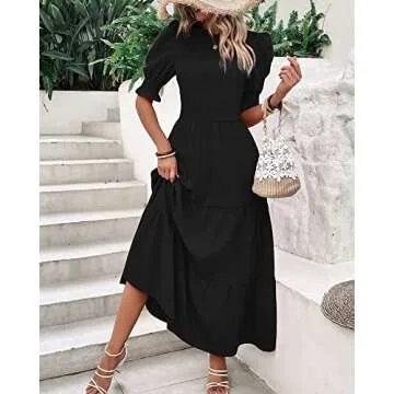 BTFBM Casual Maxi Dress for Summer 2025 with Ruffles