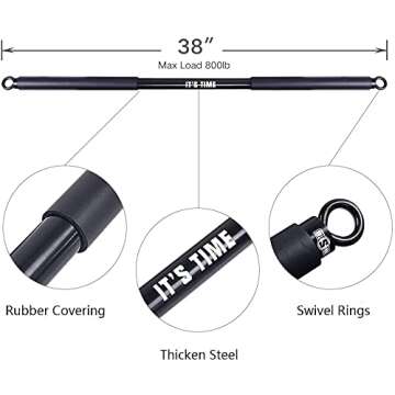 INNSTAR Home Gym workout bar 38" Black Max Load 800lb for Resistance Bands Body Exercise Power Lifti...