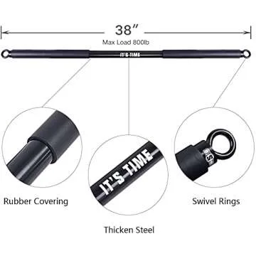 INNSTAR Home Gym workout bar 38" Black Max Load 800lb for Resistance Bands Body Exercise Power Lifti...