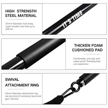 INNSTAR Home Gym workout bar 38" Black Max Load 800lb for Resistance Bands Body Exercise Power Lifting Fitness Training Bar (Black-38'')