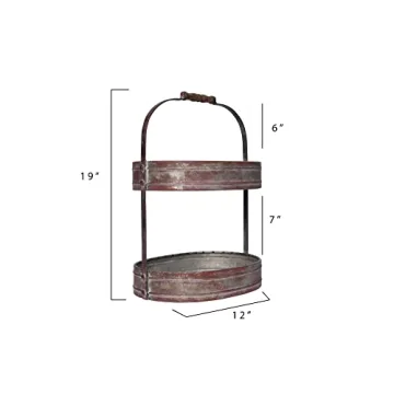 Red Metal Oval 2 Tier Tray for Chic Home Decor