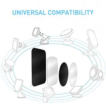 Tryone Metal Plate for Magnetic Car Mount 4 Pack Disc with 3M Adhesive Compatible with Phone Magnets/Cell Phone Automobile Magnet Cradles, No Logo or Hole, 2 Rectangle 2 Round, Black&Silver