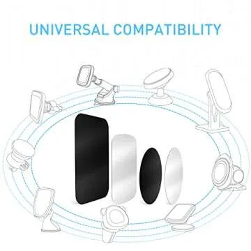 Tryone Metal Plate for Magnetic Car Mount 4 Pack Disc with 3M Adhesive Compatible with Phone Magnets/Cell Phone Automobile Magnet Cradles, No Logo or Hole, 2 Rectangle 2 Round, Black&Silver