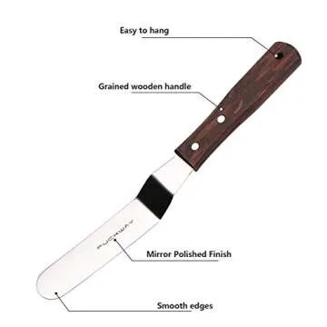 PUCKWAY Offset Cake Icing Spatula Set - 3 Professional Tools