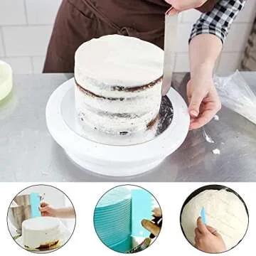 Kootek Cake Decorating Kits Supplies 52-in-1 Baking Accessories with Cake Turntable Stand, Numbered Cake Tips, Icing Smoother Spatula, Piping Pastry Bags and Decorating Pen Frosting Tools Set