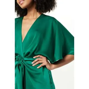 Estelle Deep V-Neck Front Tie Mini Dress for Plus Sizes