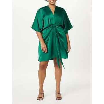 Estelle Deep V-Neck Front Tie Mini Dress for Plus Sizes