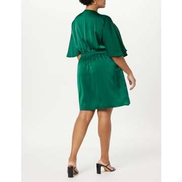 Estelle Deep V-Neck Front Tie Mini Dress for Plus Sizes