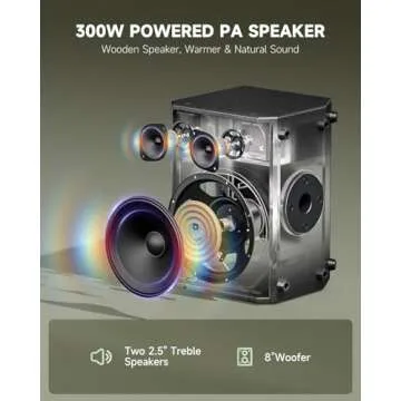 Donner MT-1 Portable PA System, 300W Wireless BT Speaker Sound Amplifier, 4-6h Outdoor Use, with Two...