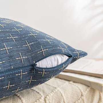 Stylish Dark Blue Burlap Pillow Covers for Home Decor