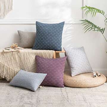 Stylish Dark Blue Burlap Pillow Covers for Home Decor