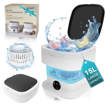 15L Portable Washing Machine Mini, Small Foldable Washer with Spin Dryer, Collapsible lavadora Porta...