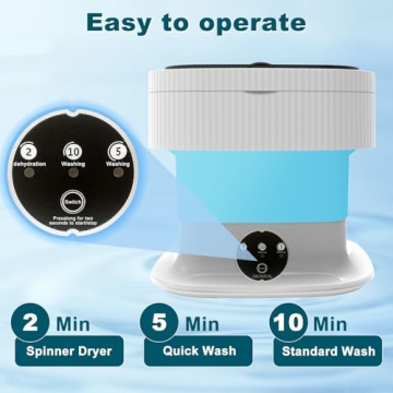 15L Portable Washing Machine Mini, Small Foldable Washer with Spin Dryer, Collapsible lavadora Portatil, Compact Luandry Washer for Baby Clothes, Underwear, Socks, Travel Camping Apartments Blue