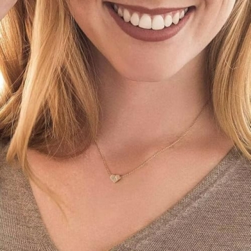 Turandoss Heart Initial Necklace for Girls - 14K Gold Filled