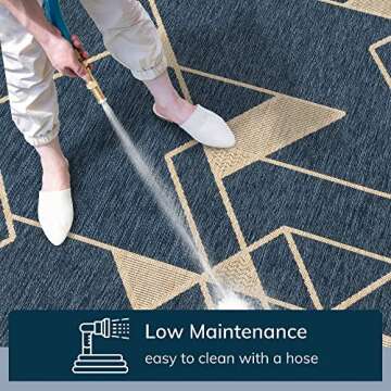 Well Woven Prosa Blue & Beige Indoor/Outdoor Flat Weave Pile Geometric Triangles Pattern Area Rug 8x10 (7'10" x 9'10")