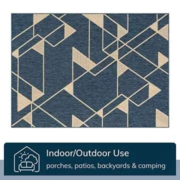 Well Woven Prosa Blue & Beige Indoor/Outdoor Flat Weave Pile Geometric Triangles Pattern Area Rug 8x10 (7'10" x 9'10")