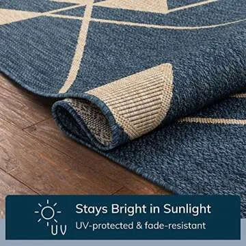 Well Woven Prosa Blue & Beige Indoor/Outdoor Flat Weave Pile Geometric Triangles Pattern Area Rug 8x10 (7'10" x 9'10")