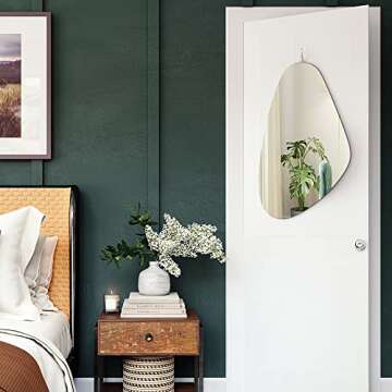 WOOD WORTH Irregular Mirror Decor for Living Room Bedroom Entryway, Wall Mounted Frameless 20 x 33 Inch Mirror for Wall Decor (Triangle)