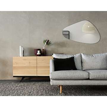 WOOD WORTH Irregular Mirror Decor for Living Room Bedroom Entryway, Wall Mounted Frameless 20 x 33 Inch Mirror for Wall Decor (Triangle)