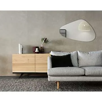 WOOD WORTH Irregular Mirror Decor for Living Room Bedroom Entryway, Wall Mounted Frameless 20 x 33 Inch Mirror for Wall Decor (Triangle)