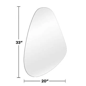 WOOD WORTH Irregular Mirror Decor for Living Room Bedroom Entryway, Wall Mounted Frameless 20 x 33 Inch Mirror for Wall Decor (Triangle)