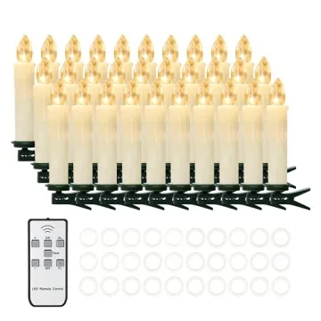 Daord 30 PCS Flameless LED Taper Candles Battery Operated Christmas Tree Candle Lights Electric Fake...