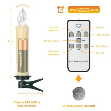 Daord 30 PCS Flameless LED Taper Candles for Holiday Decor
