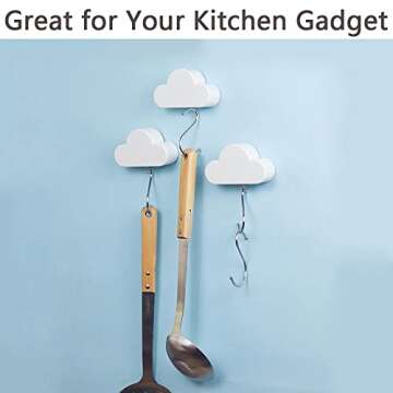 Hikinlichi 2 Pack Adhesive Key Hanger Organizer Magnetic Key Holders White Cloud Key Ring Keychains Hooks Racks 4 Strong Magnets Decorative Wall Mount Holder Fridge Magnets Wall Door Entryway Kitchen