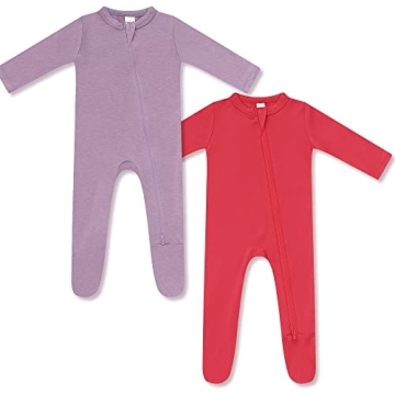 HAPIU Rayon from Bamboo Baby Footed Pajamas, 2 Way Zipper YKK, Footie for Baby Boy Girls, Newborn-24...