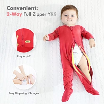 HAPIU Bamboo Baby Pajamas - Soft & Safe Footed Set 0-24M