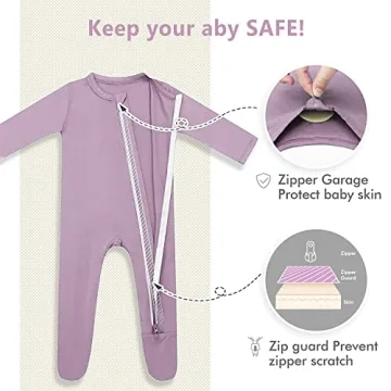 HAPIU Bamboo Baby Pajamas - Soft & Safe Footed Set 0-24M