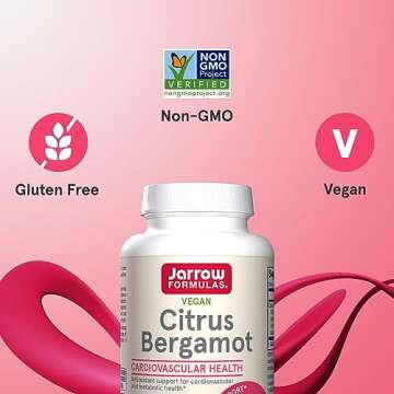 Jarrow Formulas Citrus Bergamot 500 mg - 60 Servings (Veggie Caps) - Antioxidant Support for Cardiovascular & Metabolic Health - Dietary Supplement - Gluten Free - Use with Jarrow Formulas QH-absorb