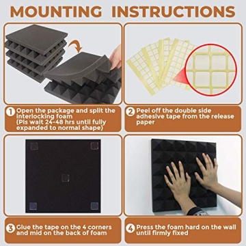 24 Pack Acoustic Foam Panels - Soundproofing Solution