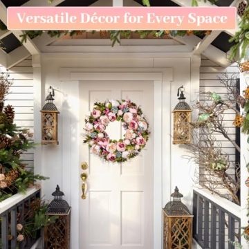 Handmade 22 Inch Peony Flower Wreath for Beautiful Decor