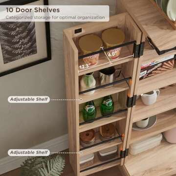 Elegant ACCOHOHO Kitchen Pantry with Adjustable Shelves