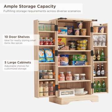 Elegant ACCOHOHO Kitchen Pantry with Adjustable Shelves