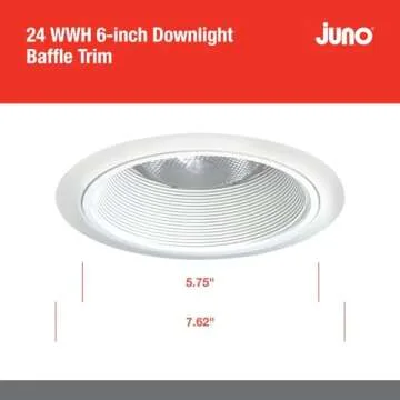 Juno Lighting Contractor Select 24W-WH 6-Inch Tapered Recessed Light, Downlight Baffle White with White Trim