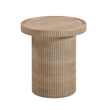 Tov Furniture Darcy Faux Travertine Concrete Indoor/Outdoor Round Side Table