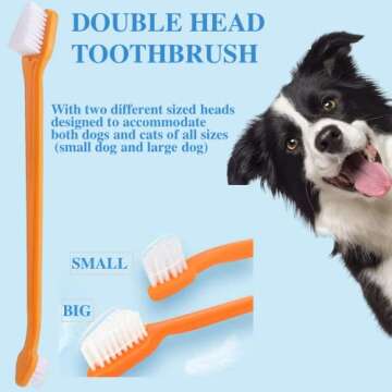 Qubccum 8 Pack Small Dog & Cat Toothbrush Kit, 360º Pet Toothbrush/Mini Head/Dual Head / 10000 Ultra-Soft Bristles Tooth Brush/Finger Toothbrushs for Cat Kitten Doggie Dental Care, Oral Hygiene