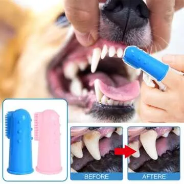 Qubccum 8 Pack Small Dog & Cat Toothbrush Kit, 360º Pet Toothbrush/Mini Head/Dual Head / 10000 Ultra-Soft Bristles Tooth Brush/Finger Toothbrushs for Cat Kitten Doggie Dental Care, Oral Hygiene