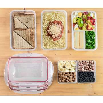 Meal Prep Lunch Box - 8 Piece Set - Insulated Container For Women or Men - 3 Bento Style Boxes (BPA Free) in Large Lunch Bag- Microwave Safe - Includes Fork, Spoon, Thermos & 2 Ice Packs - A2S