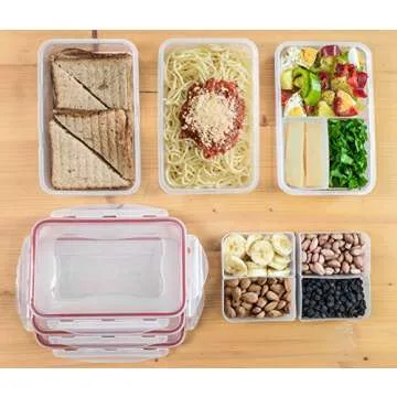 Meal Prep Lunch Box - 8 Piece Set - Insulated Container For Women or Men - 3 Bento Style Boxes (BPA Free) in Large Lunch Bag- Microwave Safe - Includes Fork, Spoon, Thermos & 2 Ice Packs - A2S