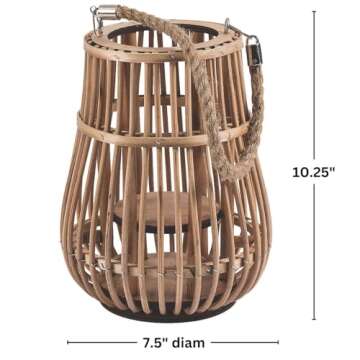 Natural Rattan Lantern with Handle, 7 1/2" x 10 1/4", Tableware and Home Decor, Great for Weddings, Birthdays, Office Parties and Other Celebration Events