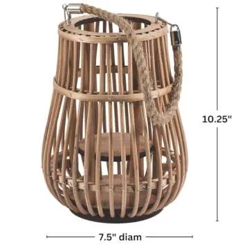 Natural Rattan Lantern with Handle, 7 1/2" x 10 1/4", Tableware and Home Decor, Great for Weddings, Birthdays, Office Parties and Other Celebration Events