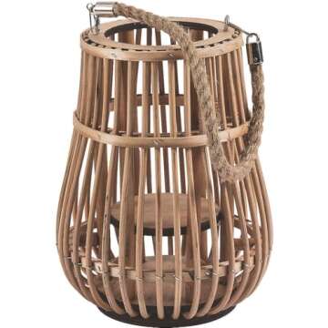Natural Rattan Lantern with Handle, 7 1/2" x 10 1/4", Tableware and Home Decor, Great for Weddings, Birthdays, Office Parties and Other Celebration Events