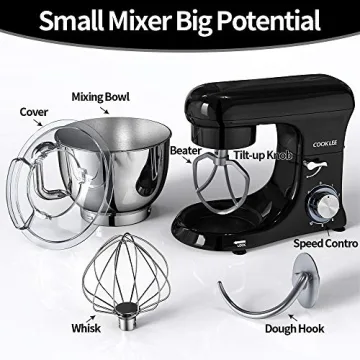 COOKLEE All-Metal Stand Mixer 6.5Qt for Home Bakers