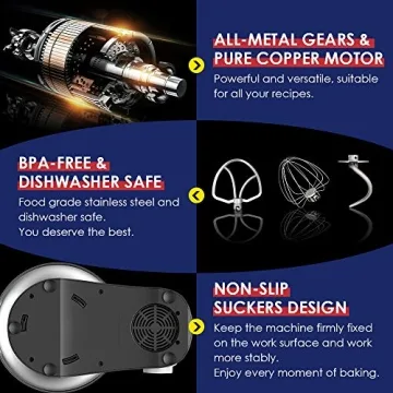 COOKLEE All-Metal Stand Mixer 6.5Qt for Home Bakers