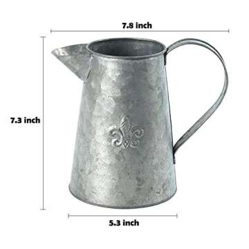 Rustic Galvanized Metal Planter Vintage Pitcher Decorative